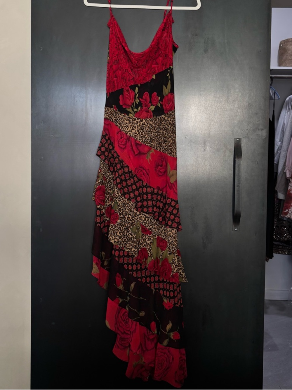 Vintage Victoria’s Secret Red Floral & Leopard Print Slip Dress